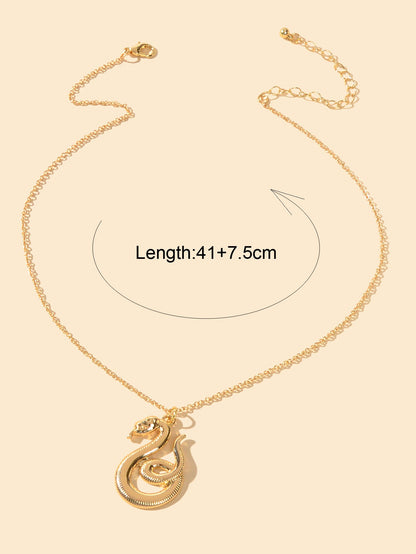 Hip Hop Punk Goth Gold Chain Snake Pendant Statement Necklace Ladies Jewellery-2