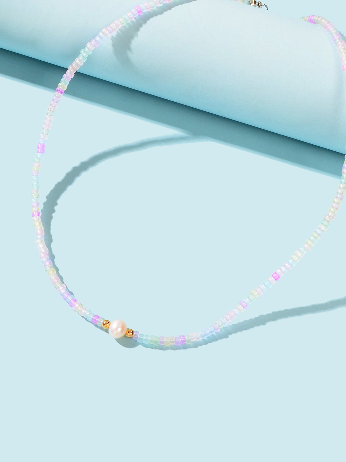 Bohemian Seed Beads Necklace Handmade Colourful Beaded Pearl Choker Jewellery-2
