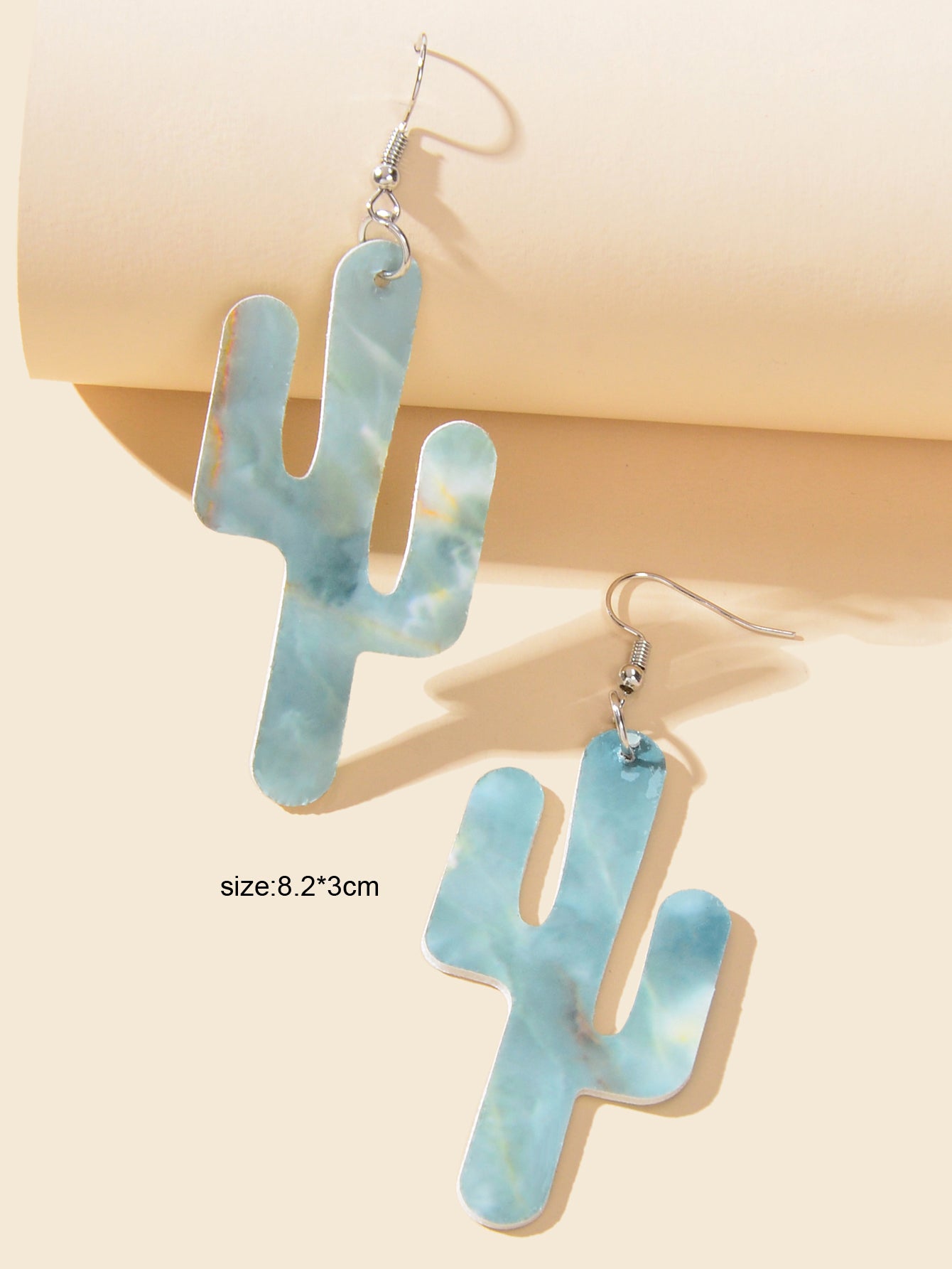 Faux Leather Lightweight Handmade Cactus Dangle American Indian Dangle Earrings-2