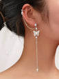 Butterfly Pendant Tassel Stud Earrings - Elegant and Whimsical Dangles Ear Clip-3