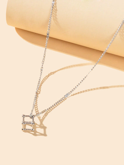 Silver Chain 3D Cube Pendant Necklace Popular Accessories Party Gift Jewellery-2