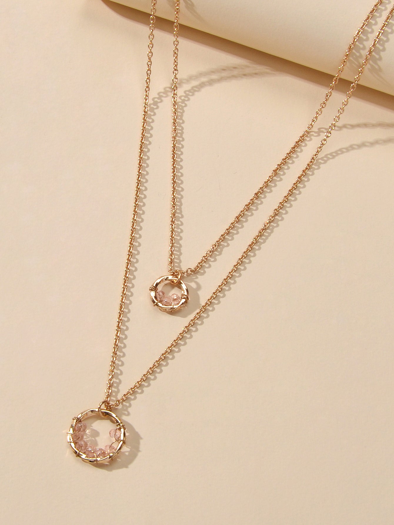 Female Jewelry Double layer Gold Chain Circle Necklace Good Quality Accessories-2