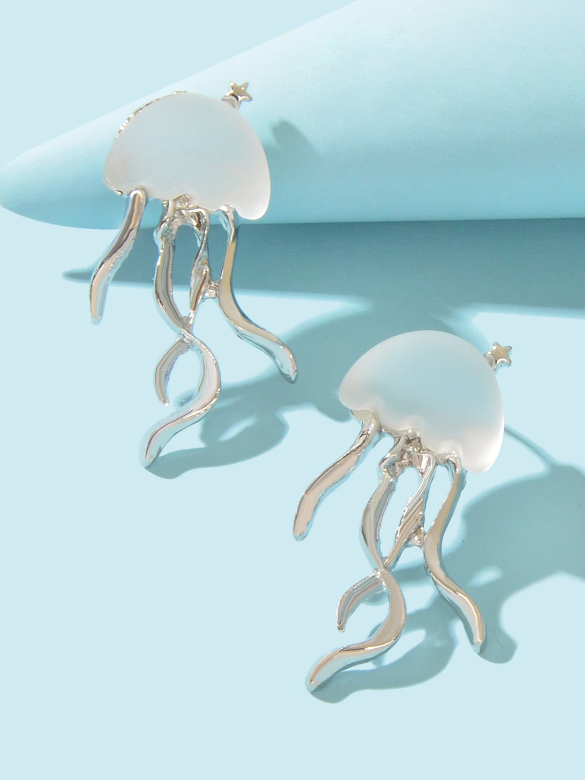 Jellyfish Earrings Long Statement Stud Funny Matte Transparent Pendant Jewellery-2