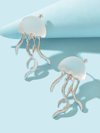Jellyfish Earrings Long Statement Stud Funny Matte Transparent Pendant Jewellery-2