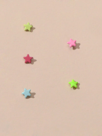 5 pcs Lovely Jewellery Candy Color Enamel Small Star Stud Earrings Funny Gifts-2