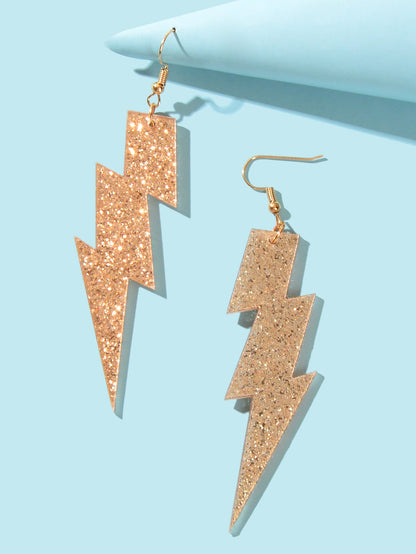 Sparkling Retro Party Acrylic Exaggerated Women Lightning Bolt Dangle Earrings-2