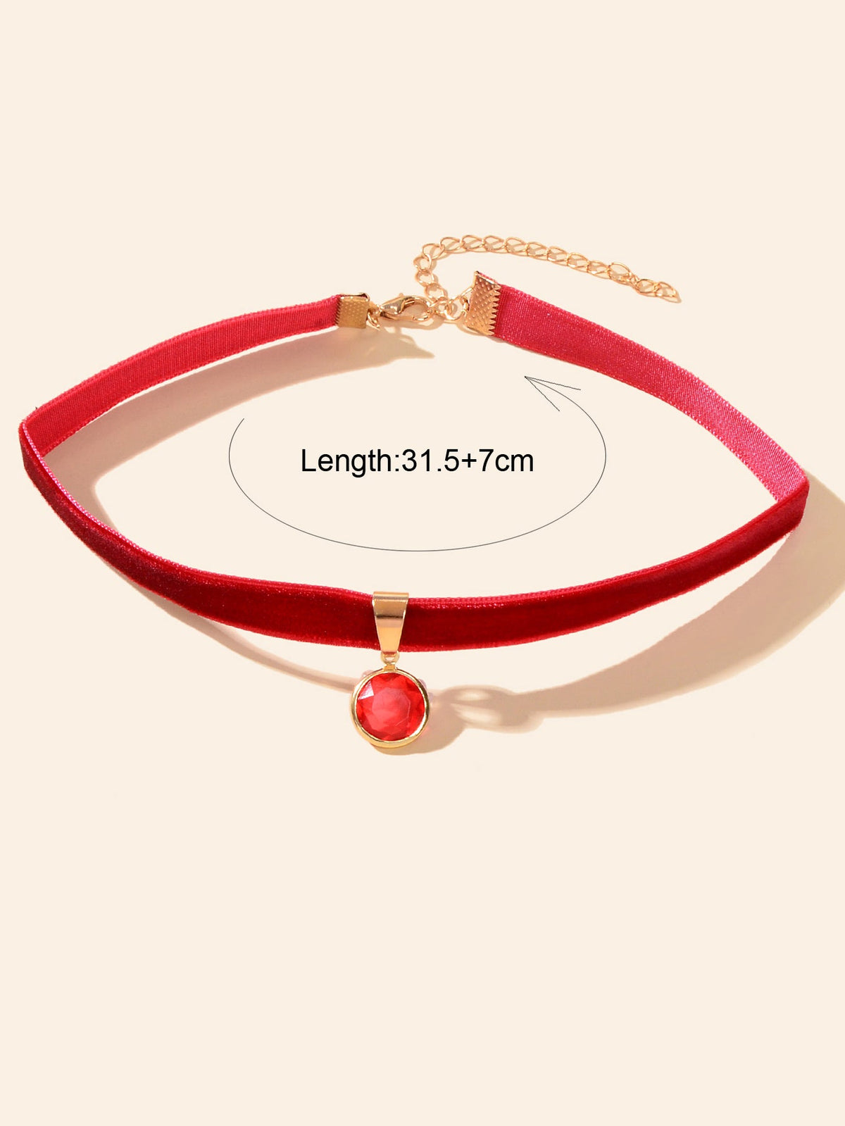 Retro Accessories Red Velvet Round Charm Choker Collar Necklace Festival Jewelry-2