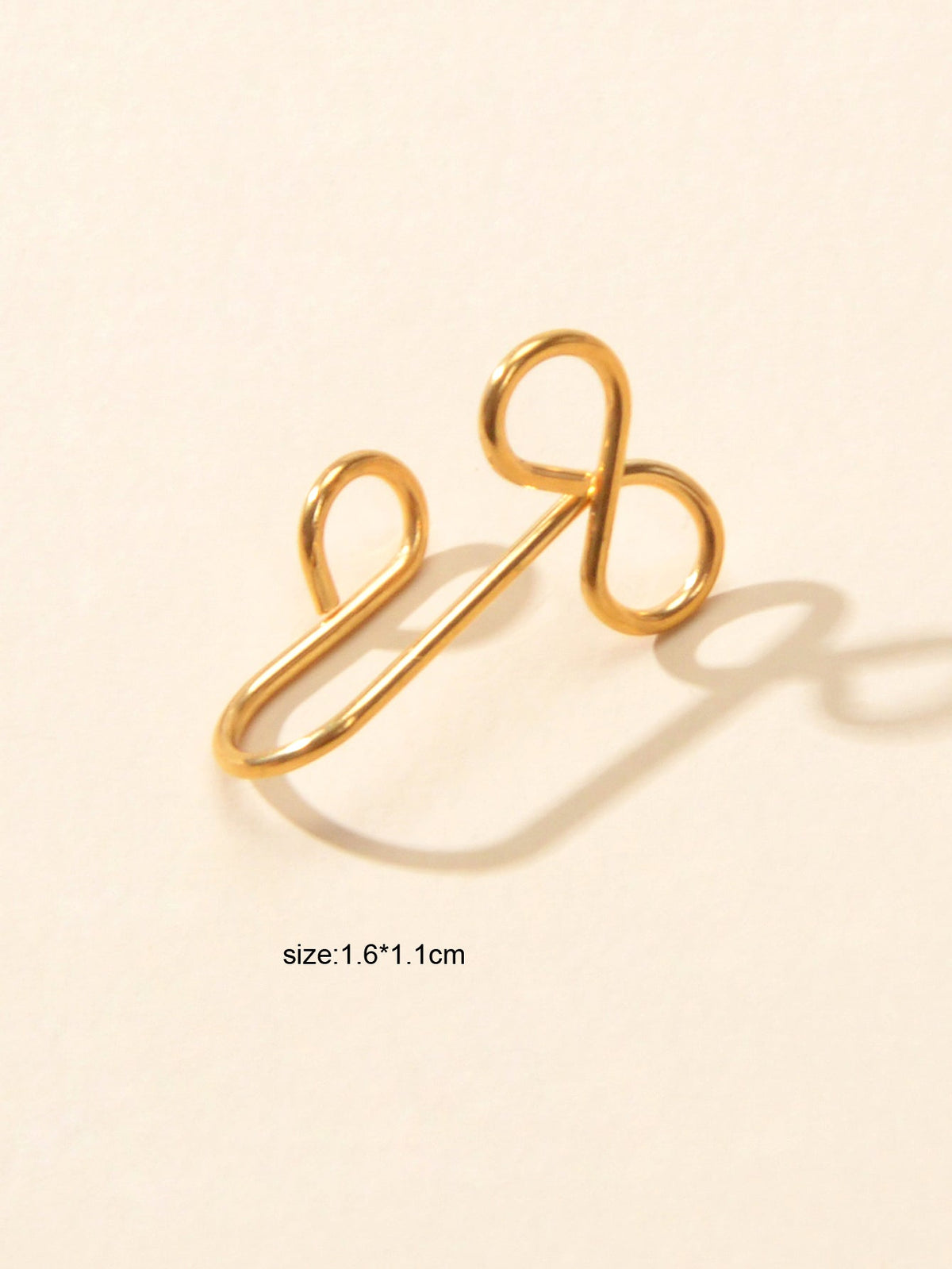 1 pc Faux Lip Ear Nose Gold Infinity Teens Non Piercing Clip On Nose Hoop Rings-2