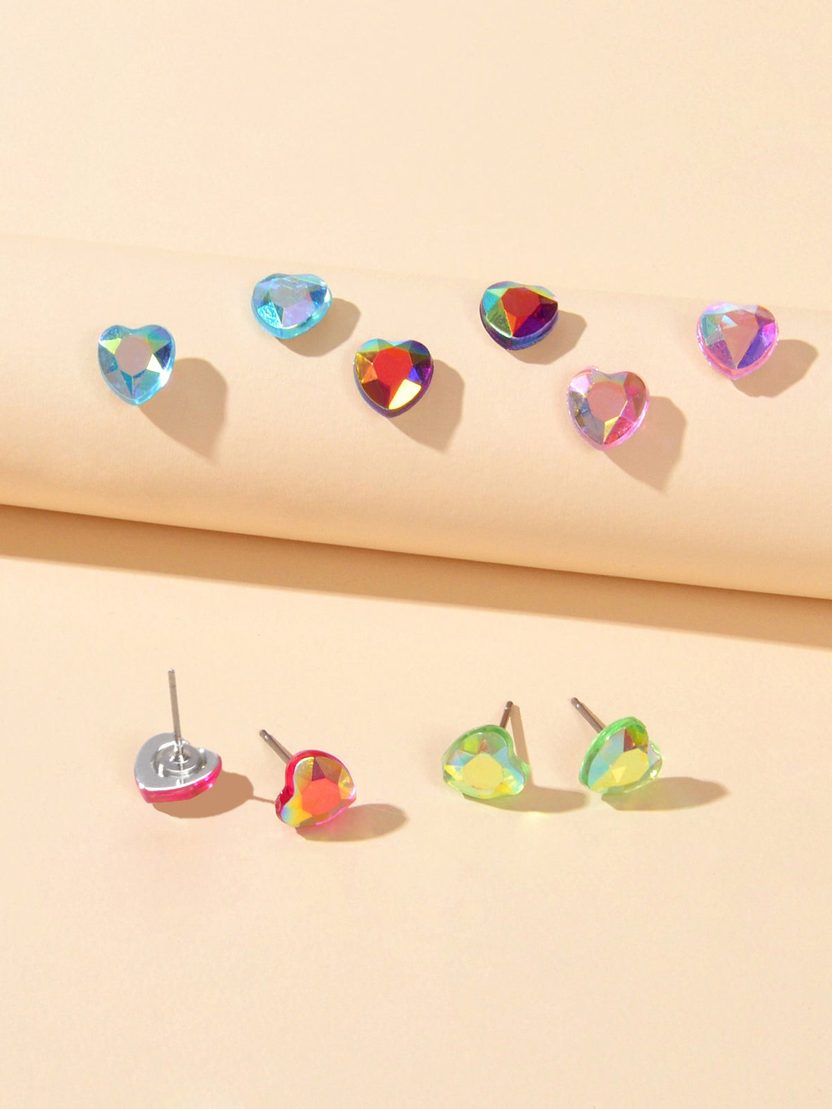 5pairs Funny Gifts Candy Color Small Heart Stud Earrings Lovely Ladies Jewellery-2