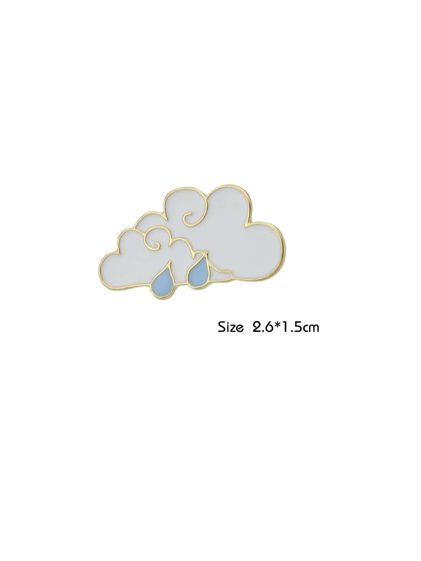 White Cloud Blue Raindrop Enamel Lapel Pin Brooch Backpack Badge Jewellery Gift-2