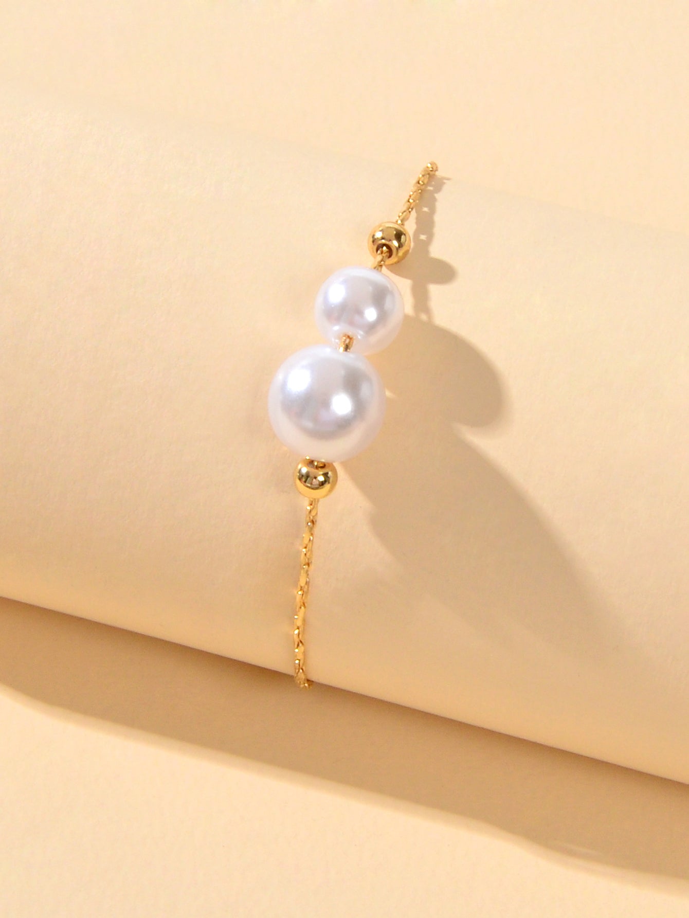 Wedding Party Wear Jewellery Gold Chain Pearl Beads Adjustable String Bracelets-2