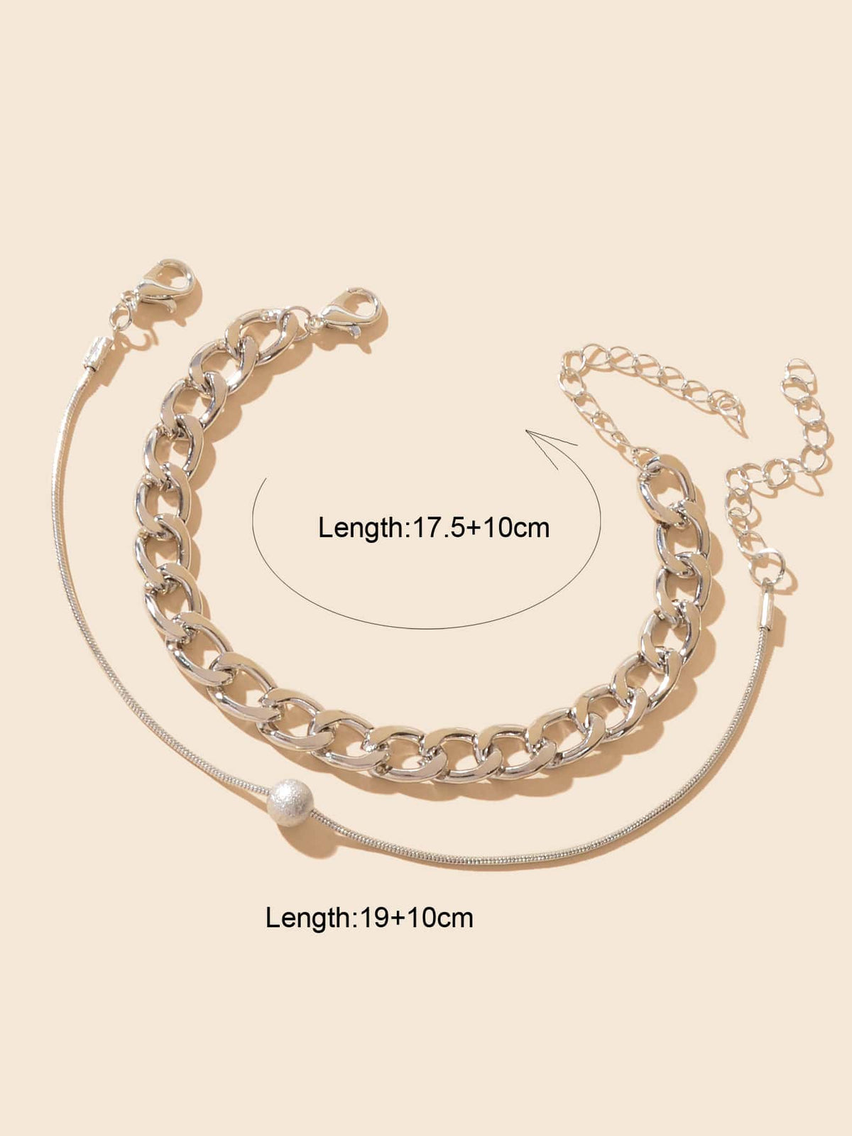 Silver Double-Layer Chunky Chain Anklet - Stylish Statement for Your Ankles-3