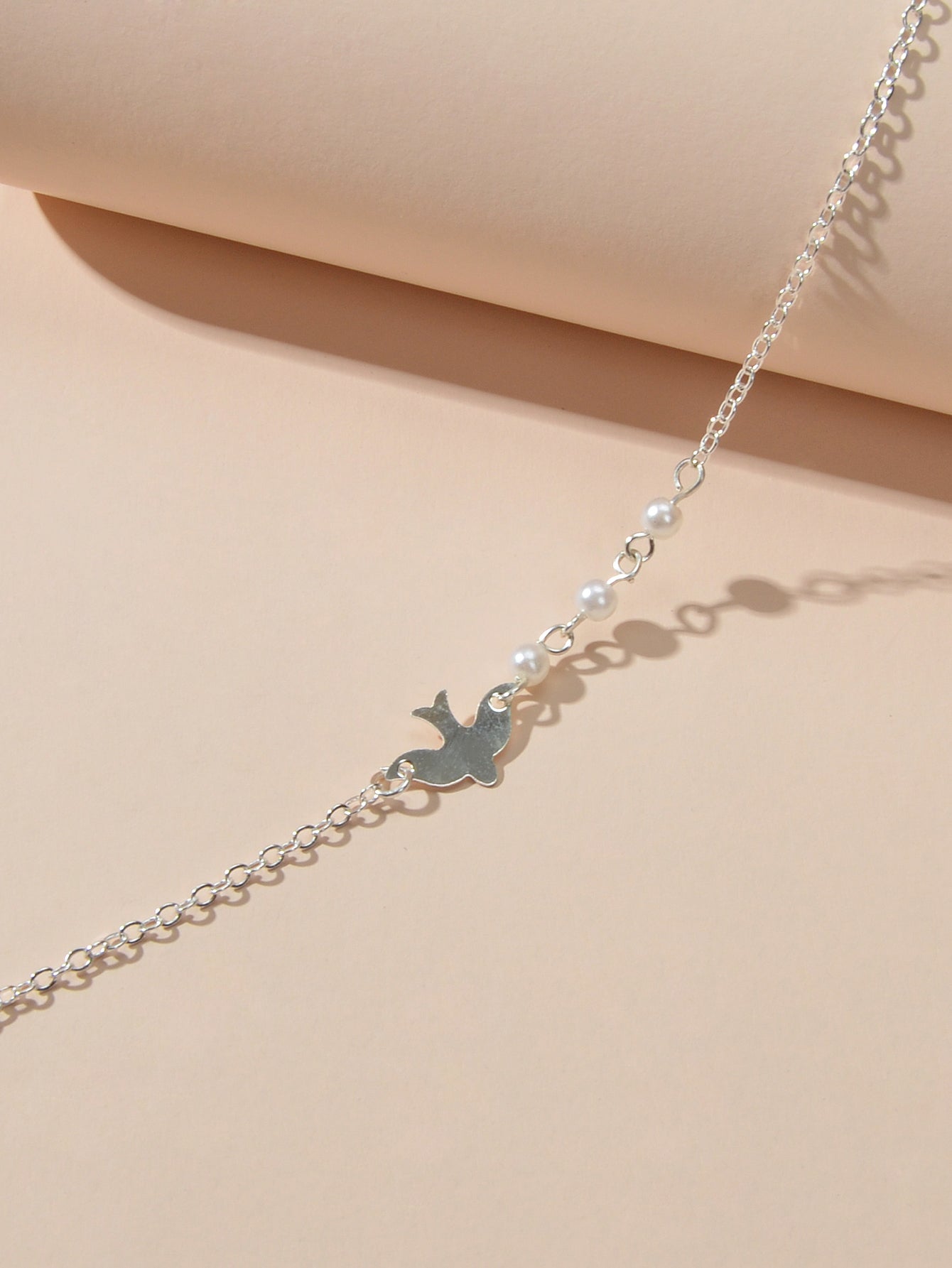 Silver Colour Chain Pearl Decor Bird Bracelet Girls Teens Minimalist Jewellery-2