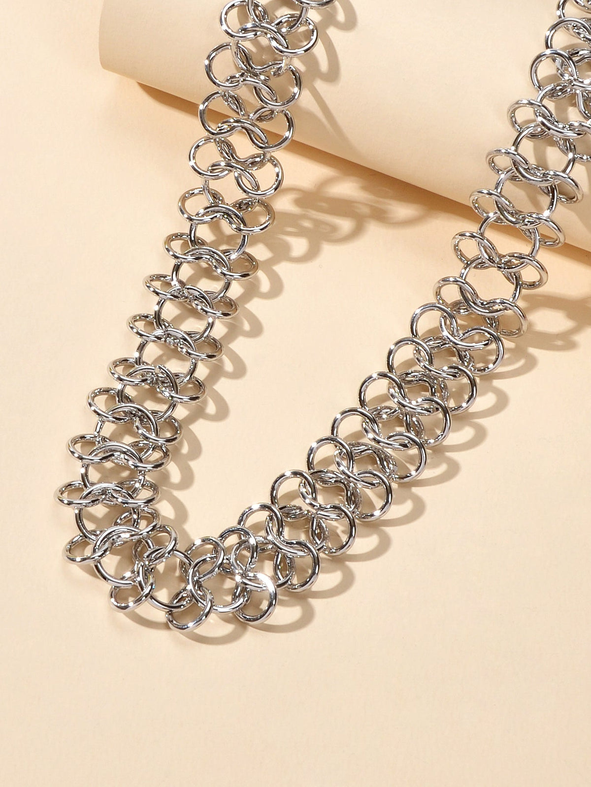 Punk Jewelry Silver Link Lock Chain Short Statement Necklace Choker Accessories-2