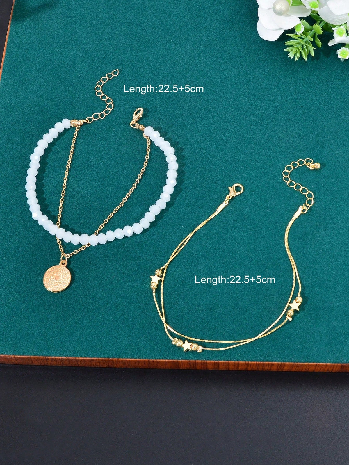 Beach Bliss Set of Two Multi-Layered Anklets Perfect for Vacation Vibes Jewelry-3