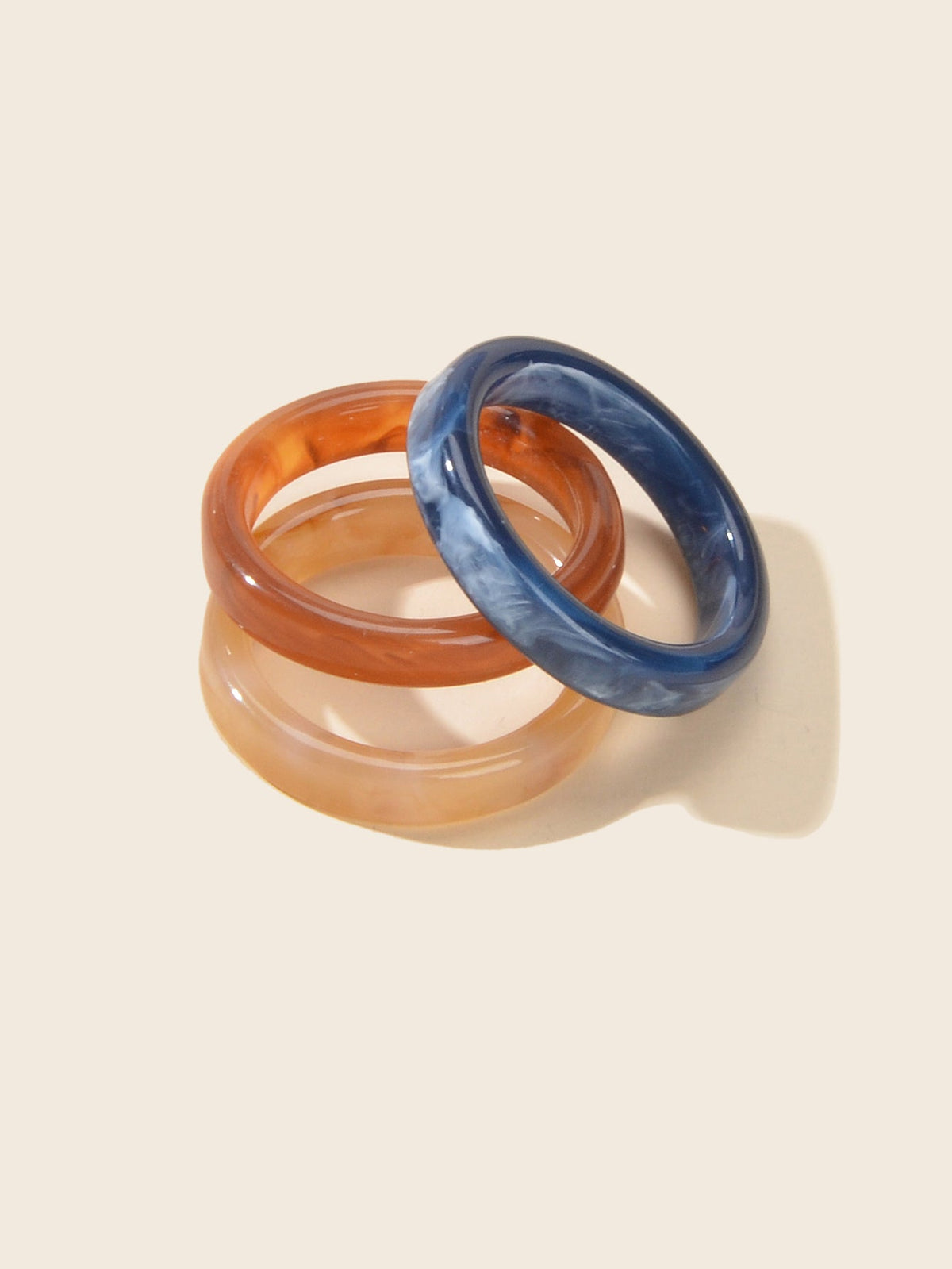 3 pcs Chic Jewellery Colorful Acrylic Multiple Stackable Midi Finger Ring Set-2