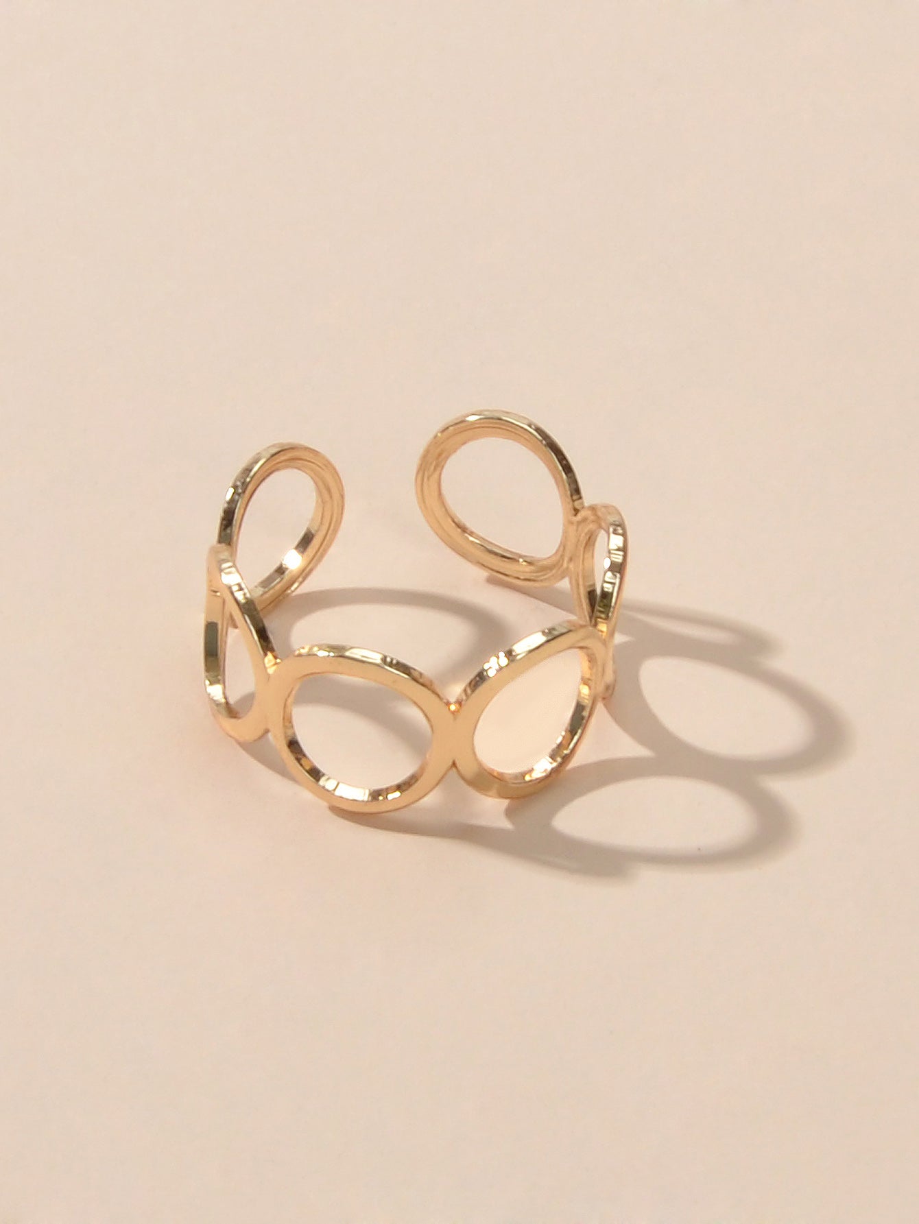 Party Minimalist Style Gold Silver Circle Metal Punk Midi Knuckle Open Cuff Ring-2