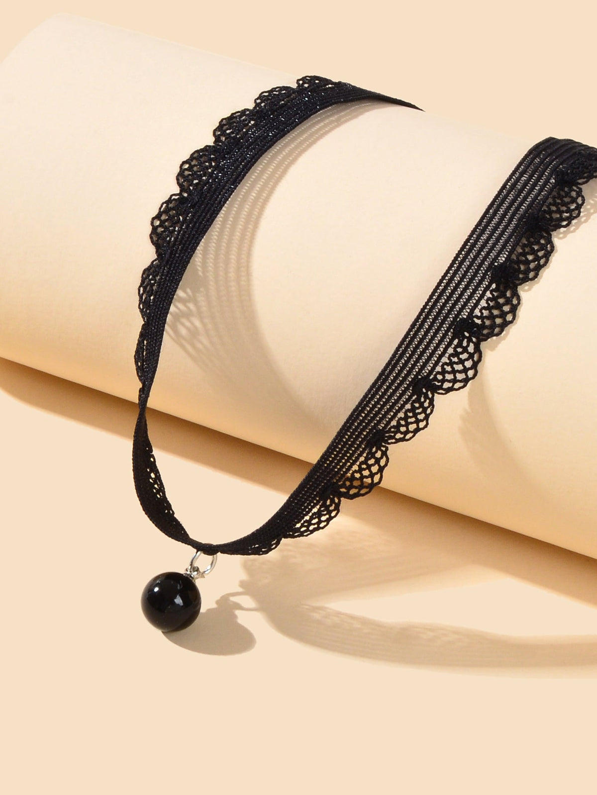 Classic Black Velvet Choker Round Charm Necklace Women Halloween Cosplay Jewelry-2