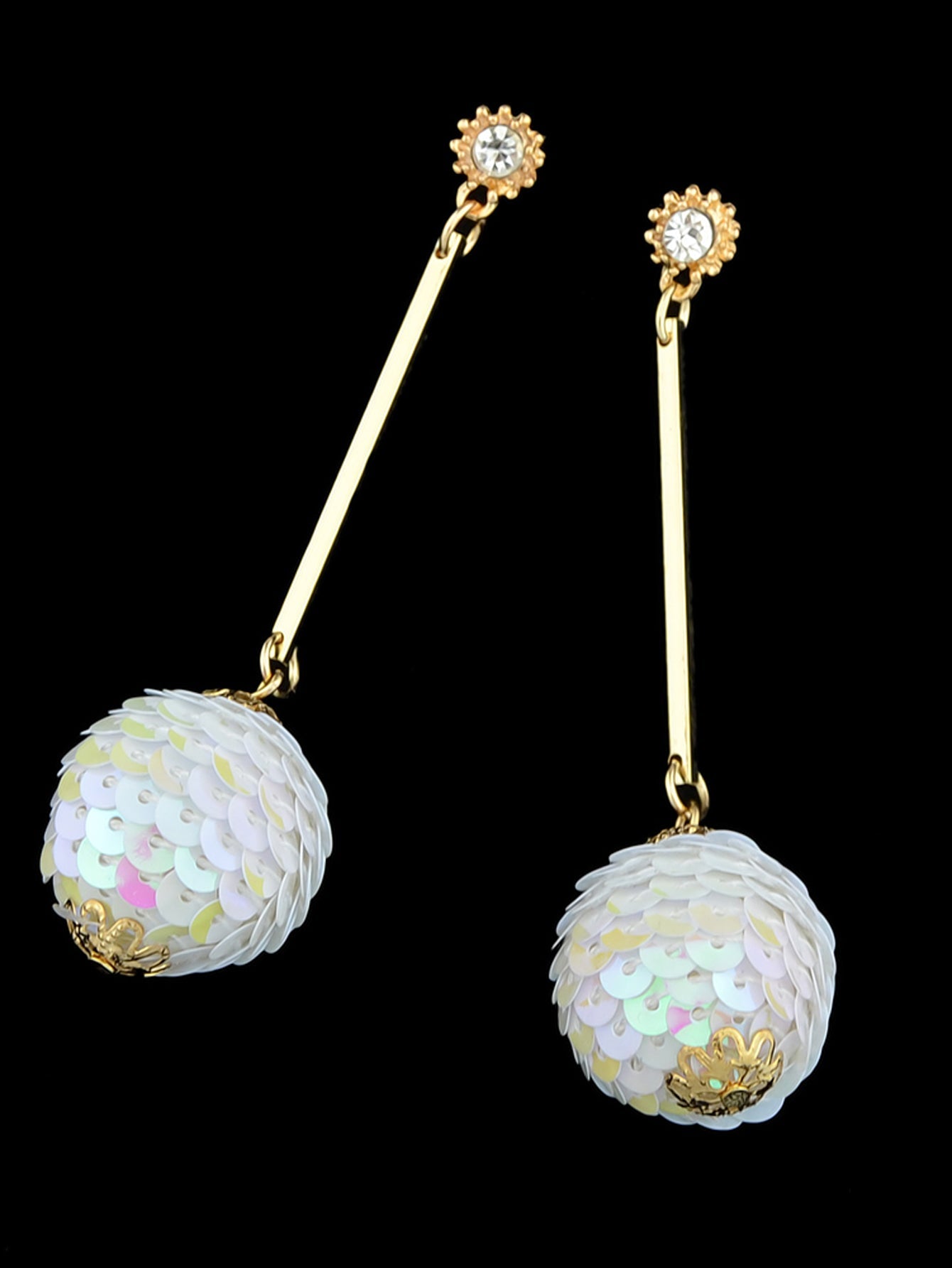 Rhinestone Sequins Ball Charm Pendant Dangle Earrings Women Girl Teens Jewellery-2