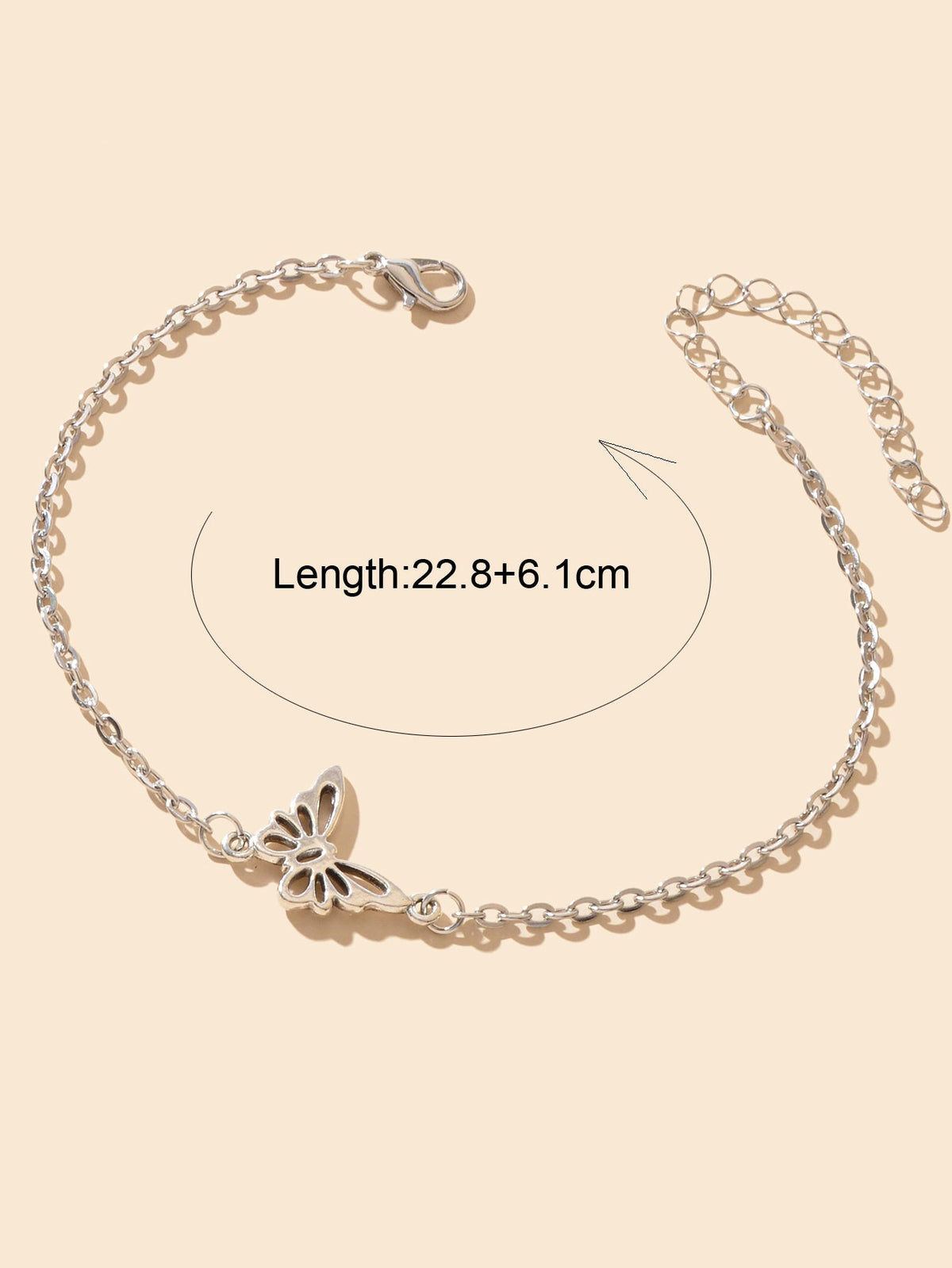 Silver Colour Chain Butterfly Charm Beach Dainty Anklet Boho Chic Foot Jewellery-3