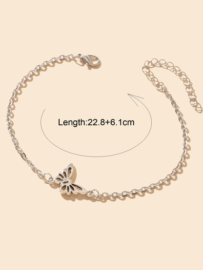 Silver Colour Chain Butterfly Charm Beach Dainty Anklet Boho Chic Foot Jewellery-3