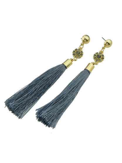Ethnic Traditional Jewellery Rhinestone Flower Tassel Long Dangle Earrings Gift-2