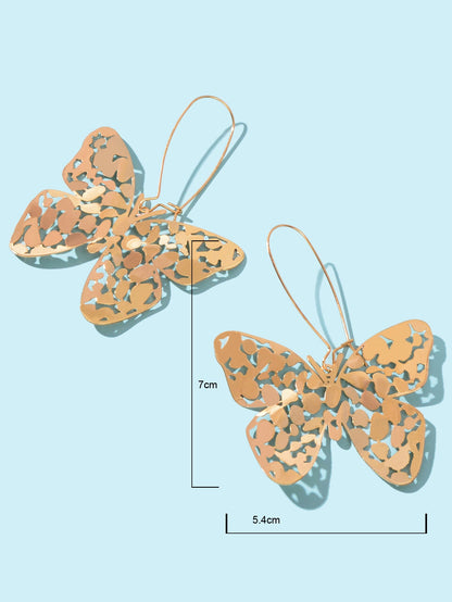 Statement Gold Hollow Butterfly Dangling Elements Earrings Designer Jewellery-2