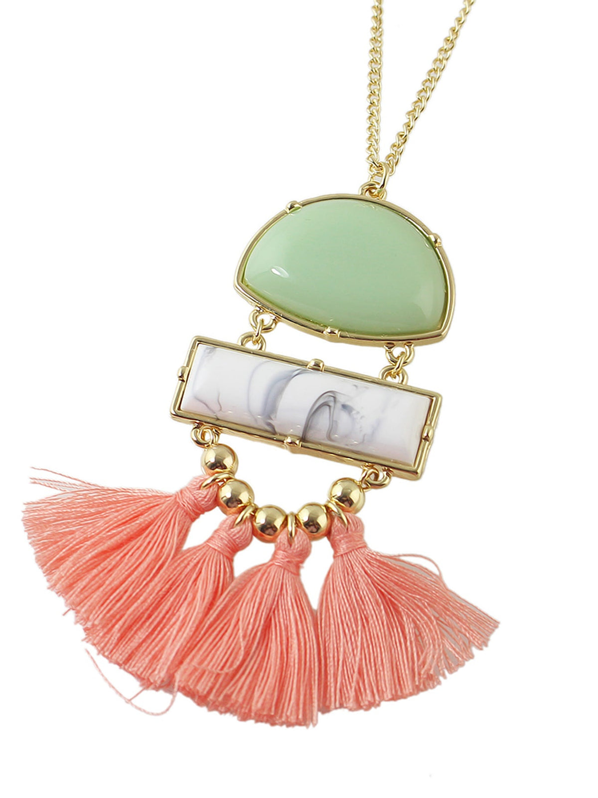 Ethnic Jewellery Bohemian Long Gold Chain Geometric Charm Tassel Fringe Necklace-2