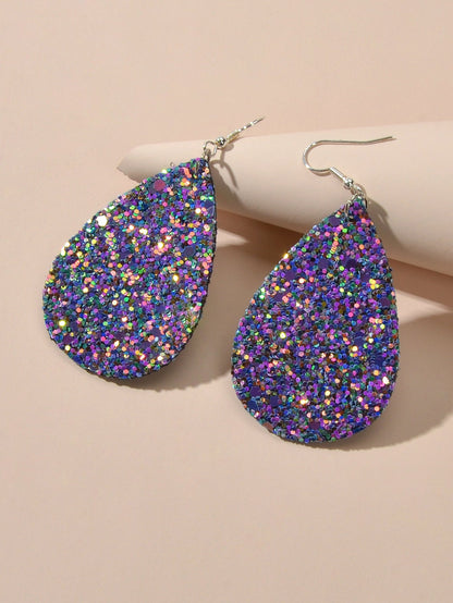 Shining Female Jewelry Multi-colored Sequins Water Drop Earrings for Women Party-2