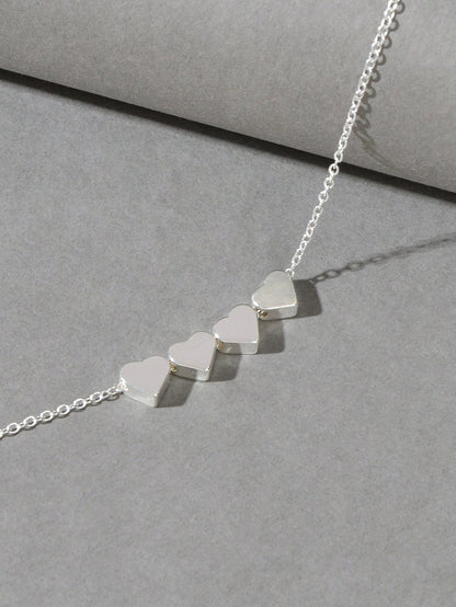 Nice Collection Minimalist Style Silver Chain Heart Charm Basic Women Bracelets-2