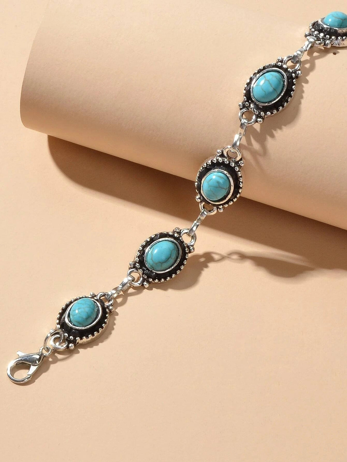 Vintage Boho Chic Tribal Ethnic Antique Silver Turquoise Anklet Foot Jewellery-2