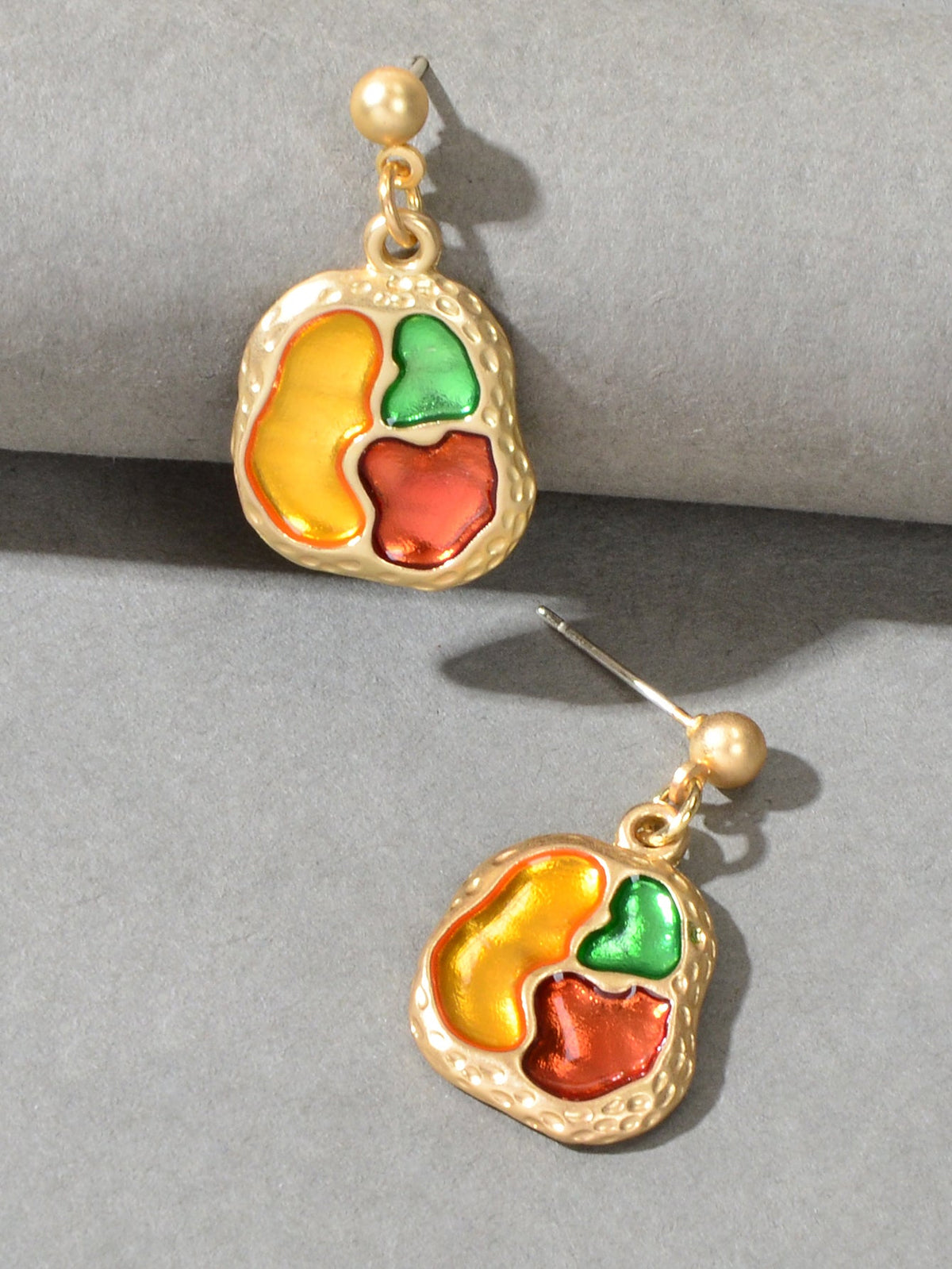 Art Designer Jewellery Colorful Palette Shape Gold Plated Pierced Party Earrings-2