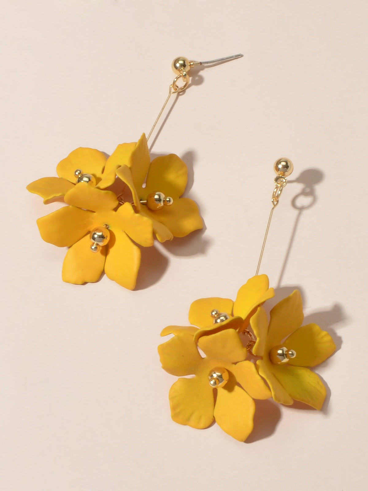 Female Jewelry Trendy Pink Yellow Flower Drop Dangle Pendant Earrings for Women-2