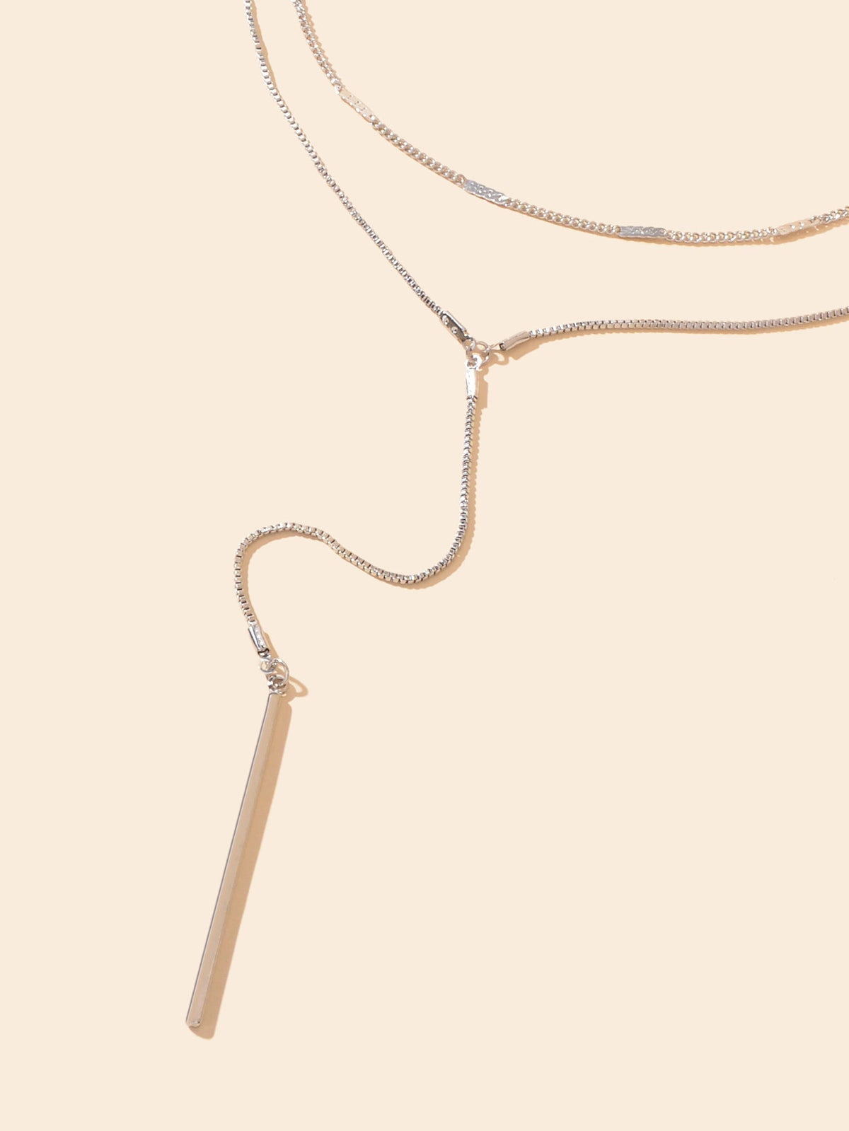 Double-Layer Stick Pendant Lariat Necklace Elegance Contemporary Twist Jewellery-2