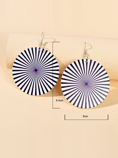 Ladies Jewellery Boho Chic Geometric Wood Round Holiday Dangle Big Earrings Gift-2