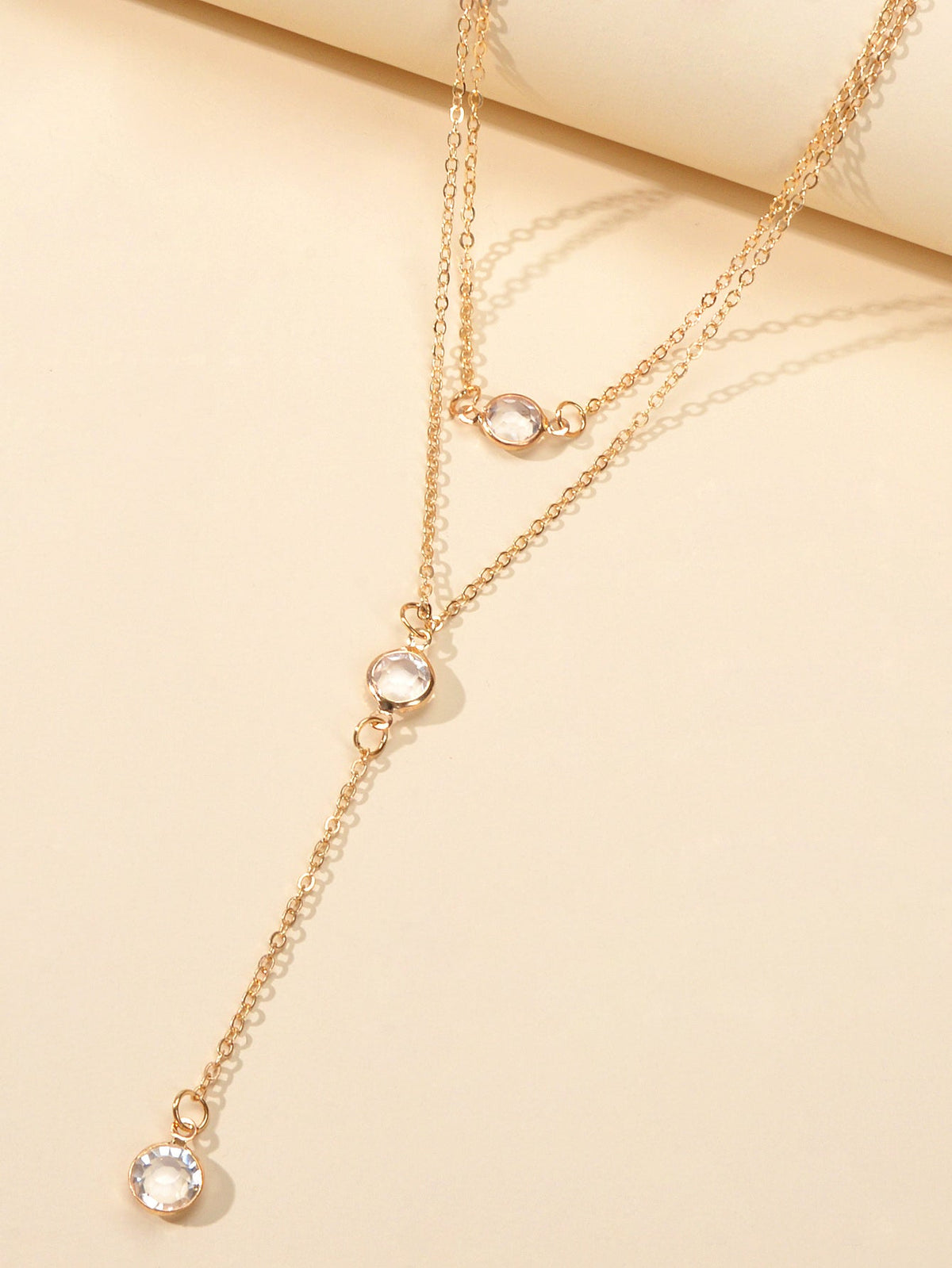 Female Gold Silver Chain Double Layered Necklace Long Chain Dangle Y Necklace-2