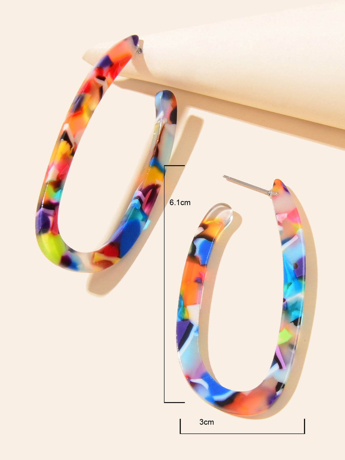 Trendy Acrylic Women Beach Colourful Resin Statement Earrings Vacation Jewellery-2