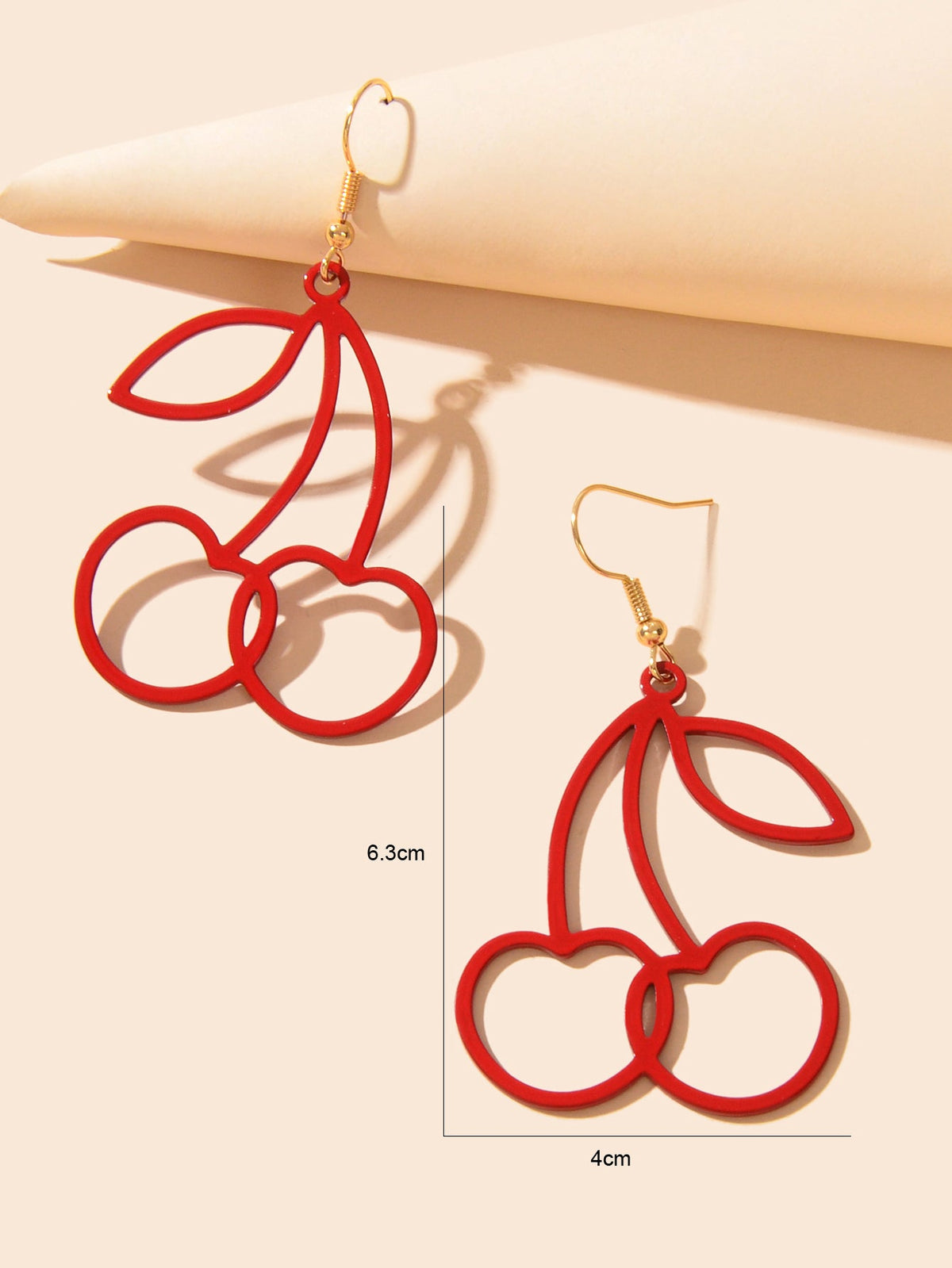 Lovely Red Hollow Out Large Cherry Dangle Earrings Dainty Gifts Fruit Jewellery-2