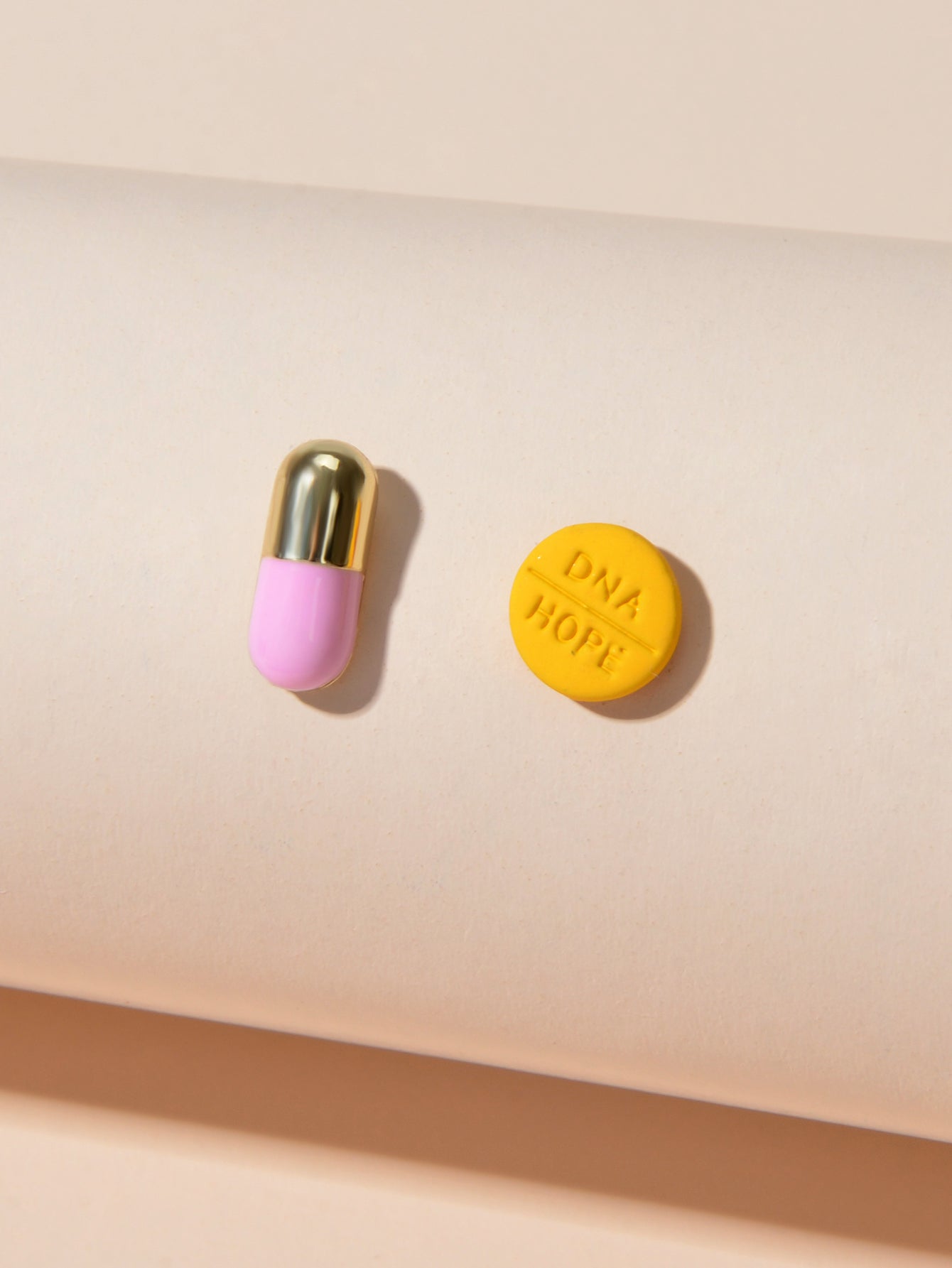 Asymmetric Orange Pill Pink Enamel Capsule Stud Earrings Dainty Women Girls Gift-2