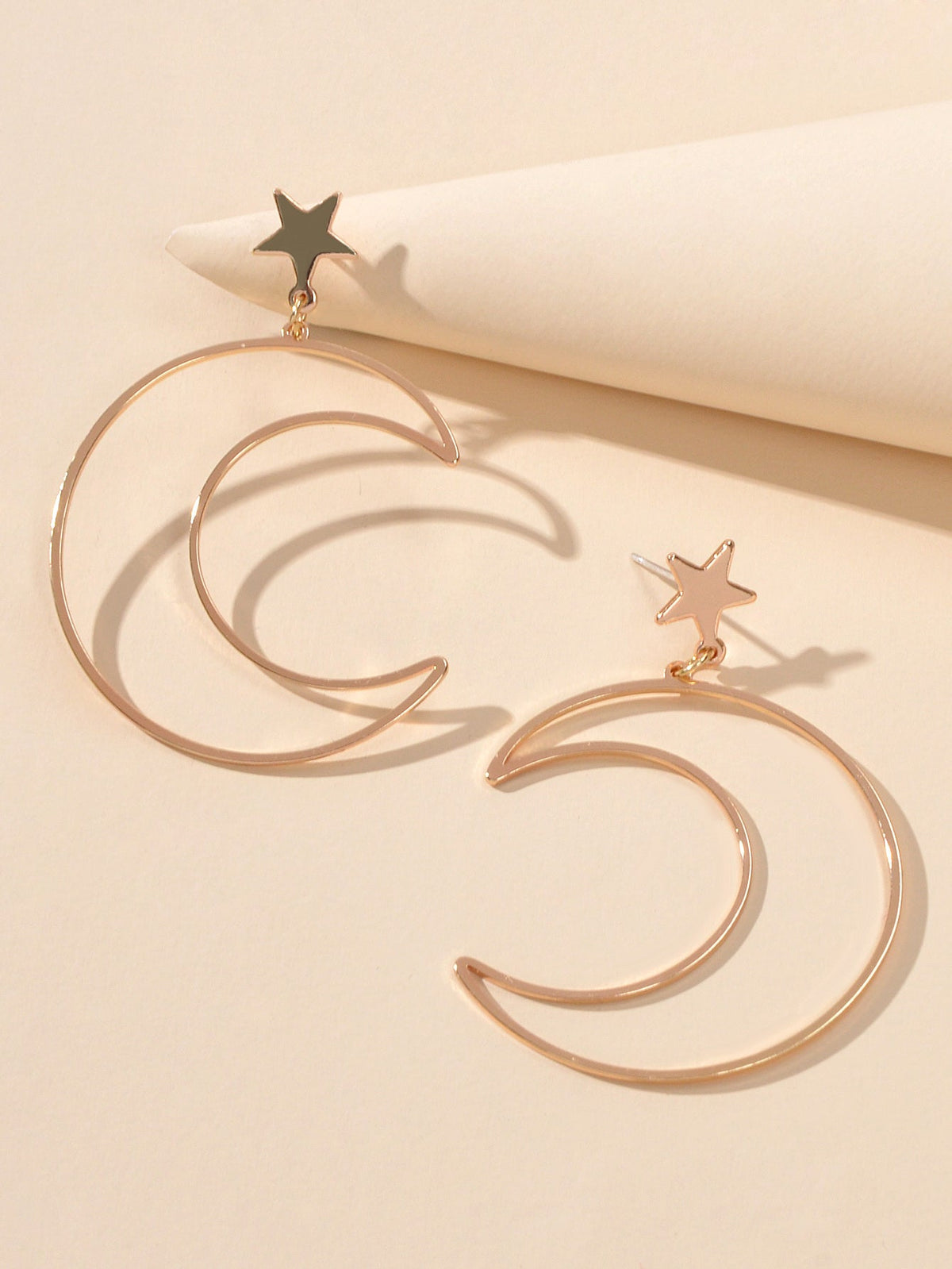 Trendy Minimalist Jewellery Gold Silver Star Moon Dangle Earrings Accessories-2