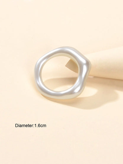 Retro Faux Pearl Square Geometric Engagement Finger Ring Wedding Party Wear Gift-2
