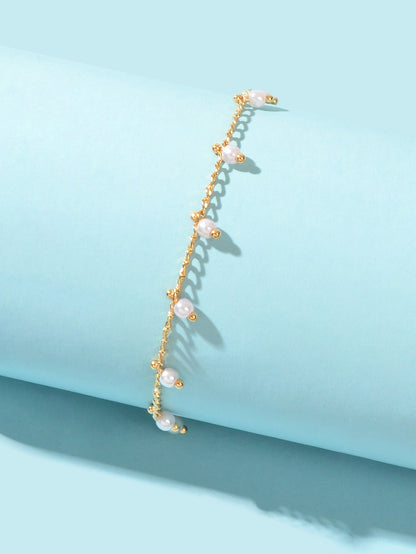 Bohemian Pearl Link Chain Dangling Pendant Anklet Beach Foot Jewellery Bracelet-2