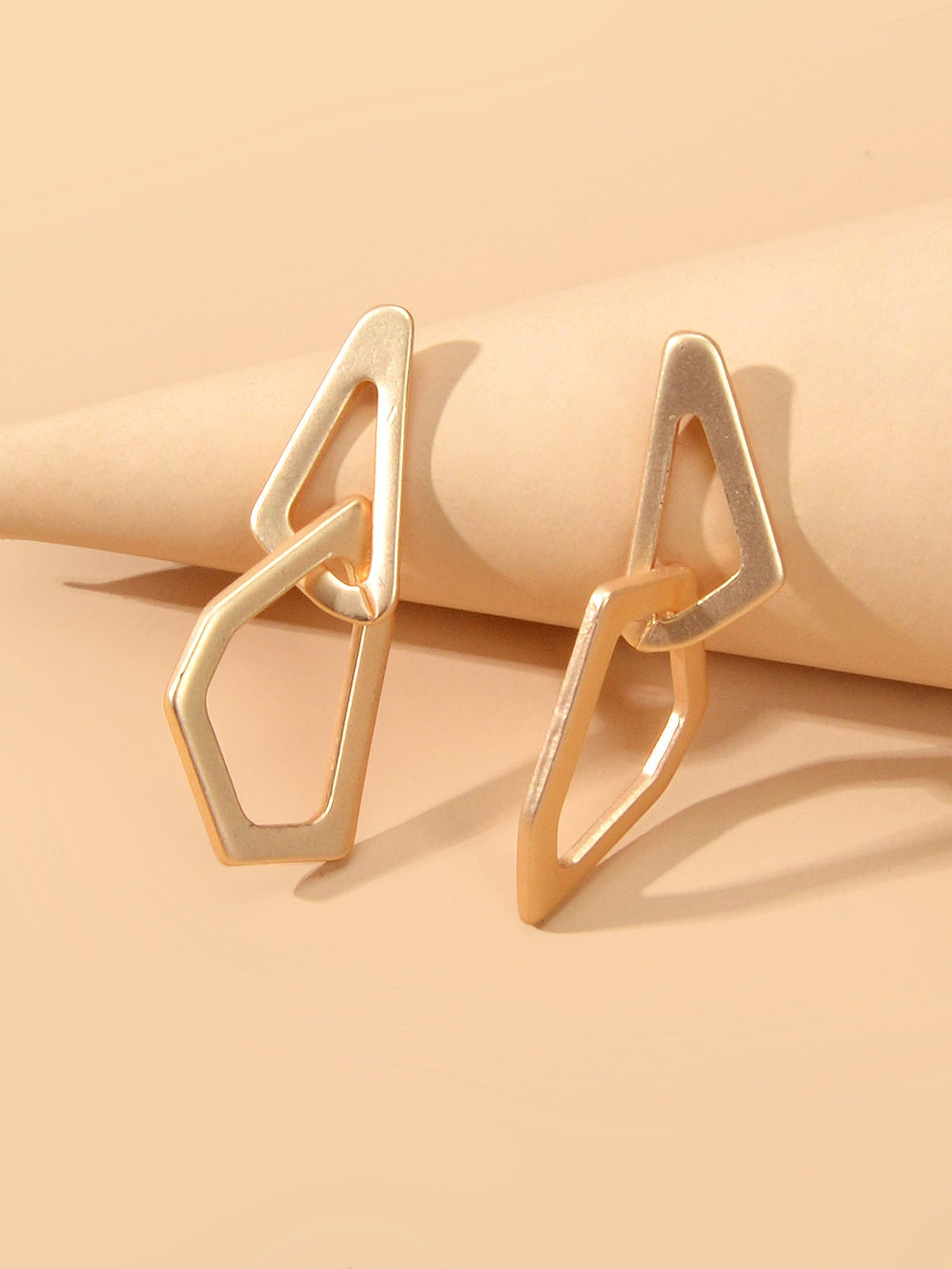 Female Gift Minimalist Gold Metal Geometric Stud Statement Personality Earrings-2