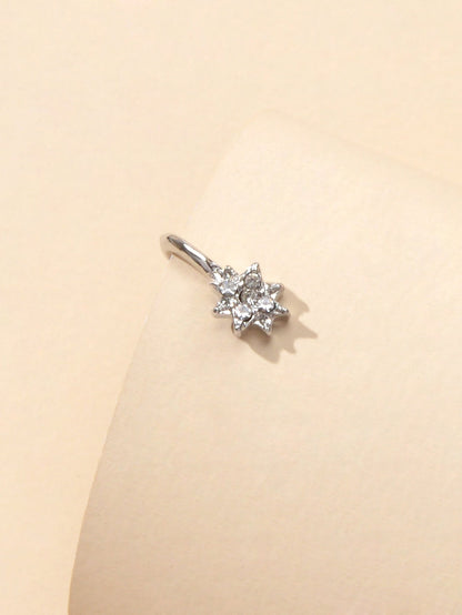 Nose Cuff Fake Helix Non Piercing Ring Rhinestone Decor Flower Body Jewellery-2