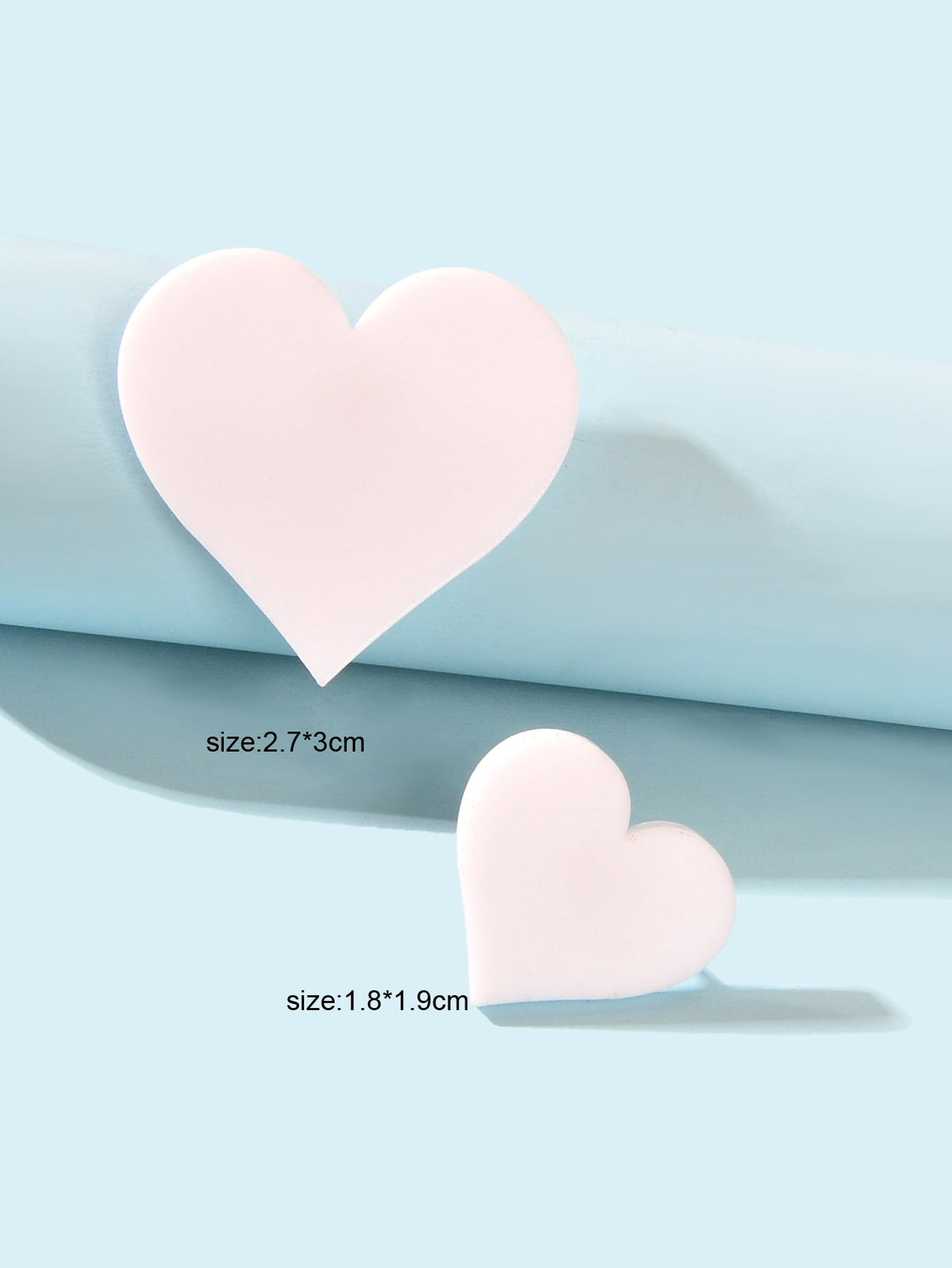 Asymmetrical Design Jewellery Small Big Resin Red White Love Heart Stud Earrings-2