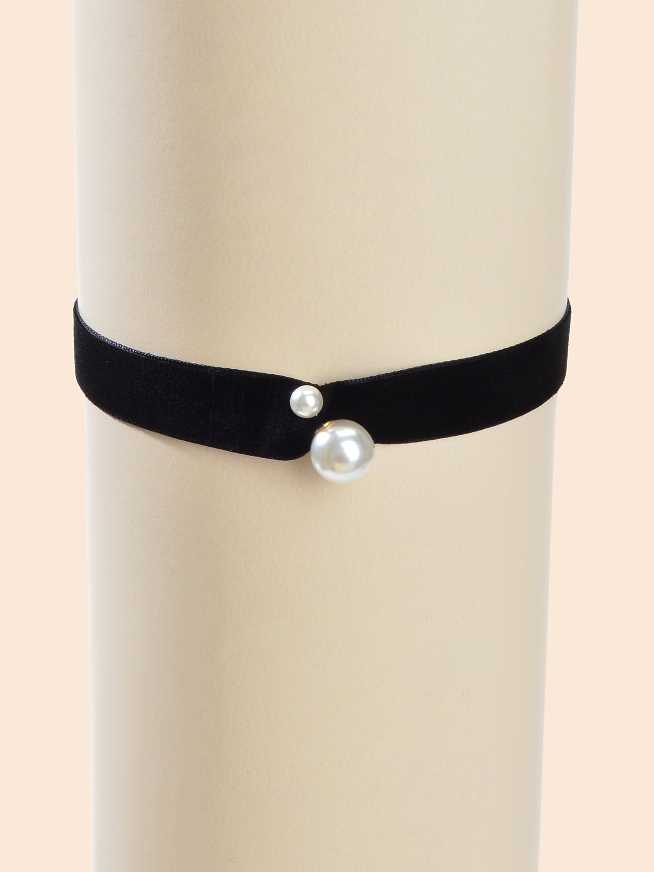 Retro Pearl Decor Black Velvet Short Tattoo Choker Collar Women Dinner Necklace-2