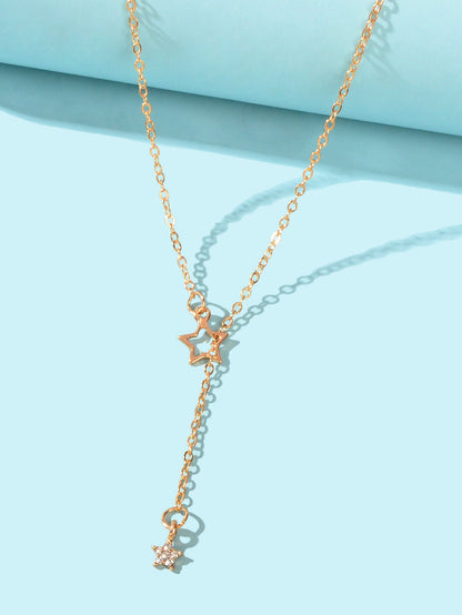 Personalized Gold Chain Long Lariat Star Charm Adjustable Y Shape Drop Necklace-2
