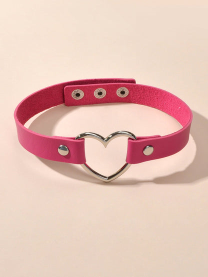 Punk Gothic Leather Love Heart Choker Collar Buckle Necklace Teens Stunning Gift-8