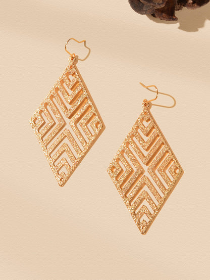Stylish Cutout Geometric Pendant Earrings Contemporary Hollow Modern Jewellery-3
