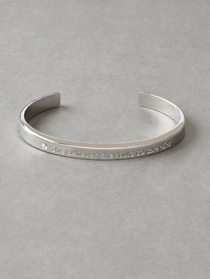 Believed Letter Decoration Gold Silver Plated Open Cuff Bangle Wrist Jewellery-2